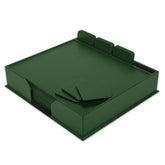 12 Seat Dark Green Leatherette Conference Room Set w/ Square Coasters